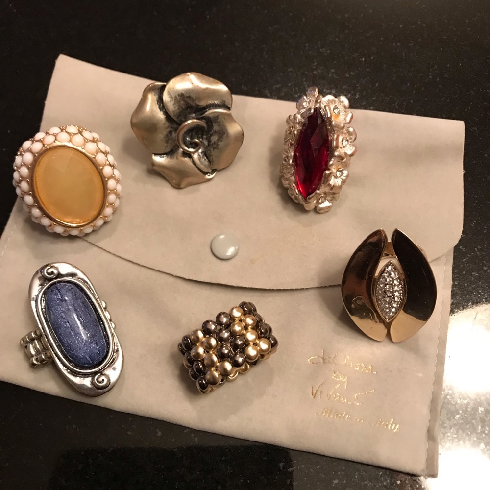 Bundle (6) Faux Gemstone 💎 Rings (various sizes)